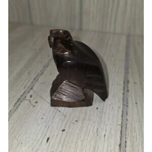 Vintage Ironwood Hand Carved Eagle Statue 3” Patriotic USA Bird